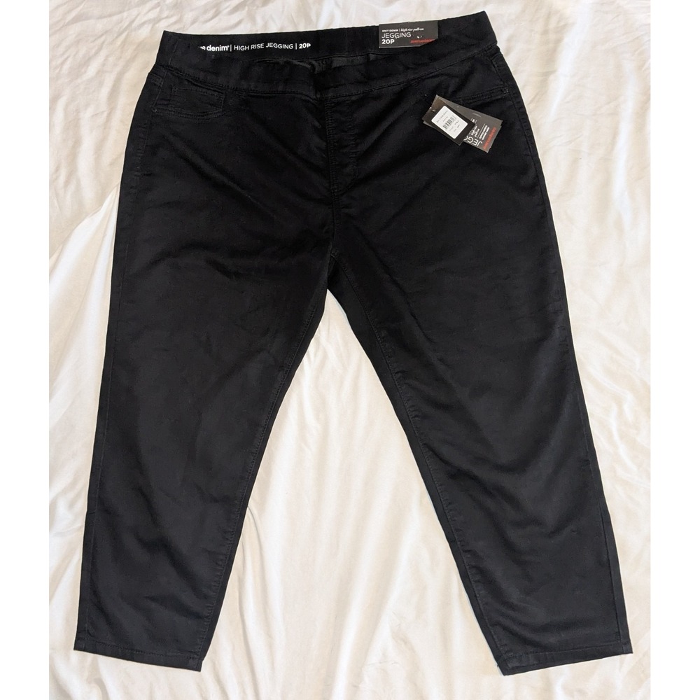 Avenue Knit Denim Women's Black Jegging High Rise Pull-on Size 20P